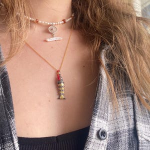 Collana Catena Argento Con Ciondolo Pesce Rosso – Stile Punk – 42 Cm – Punky Fish