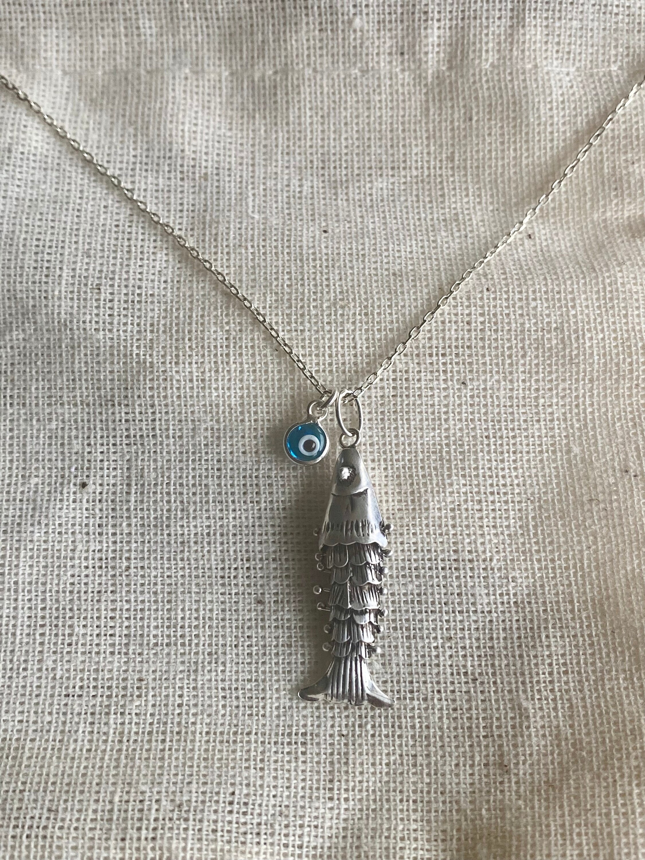 Sterling Silver Fish Necklace - Etsy Sterling Silver Fish Necklace - Etsy