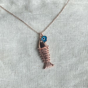 Rose Gold Fish Necklace Sterling Silver Fish Pendant Gold Fish Charm Animal Pendant 925 Silver 3D Movable Fish Necklace Gift for Fish Lovers