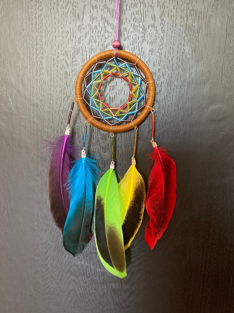 Rainbow Car Dream Catcher Rear View Mirror Charm Colorful Etsy