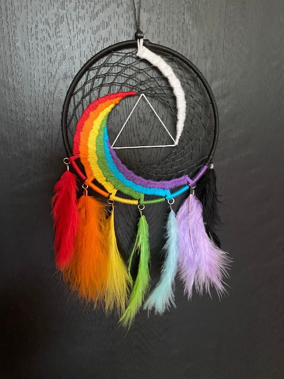 Pink Floyd Inspired Dreamcatcher: Rainbow Feather Nursery Decor - Etsy