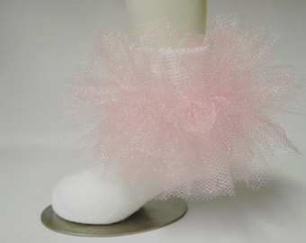 Aniya Rose Pink & White Tulle  Tutu Socks