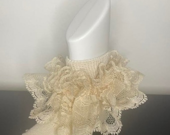 Aniya Rose Beige Lace Ruffle Socks