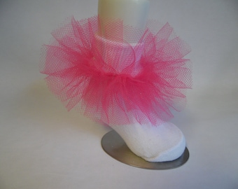 Fuchsia & White Tulle Tutu Socks