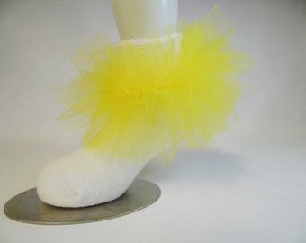 Yellow & White Tulle Tutu Socks