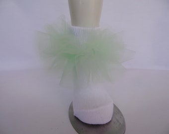 Mint & White Tulle Tutu Socks