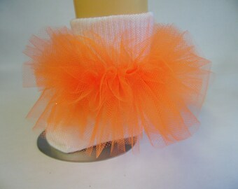 Aniya Rose Orange & White Tulle Tutu Socks