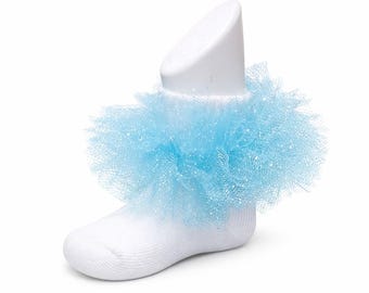 Aniya Rose Frozen Blue Shimmer Glitter Tutu Socks