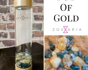 Crystal Water Bottle for PROSPERITY and WEALTH-manifest with Citrine and Moss Agate