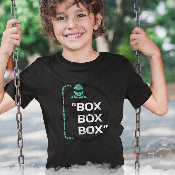 Formula 1 Kids Tee - Box Box Box F1 Design - Lewis Hamilton Toddler Shirt - Mercedes AMG Team - Perfect Gift for Young Racing Fans