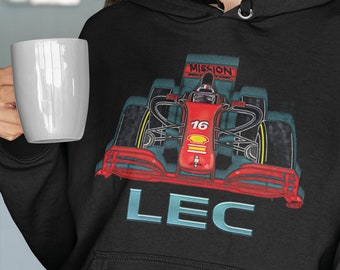 Sudadera con capucha de Charles Leclerc F1 -Sudadera para aficionados a las carreras -Sudadera con capucha del coche de carreras Ferrari 16