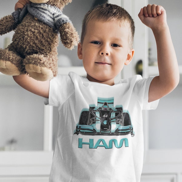 Toddler Race Ready Tee - Lewis Hamilton & F1 Cars Design - Perfect Gift for Young Formula One Fans - Comfy Kids Racing Spirit Shirt