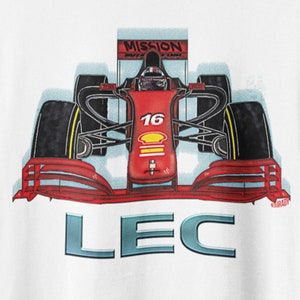 Charles Leclerc Ferrari F1 Racing Car 16 Shirt - Unique Formula 1 Drivers T-Shirt with Car Design - Perfect Leclerc Gift Tee