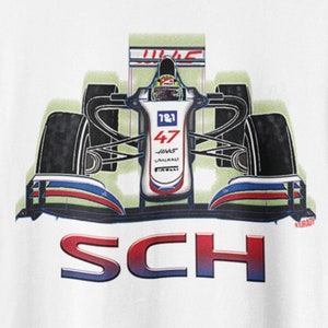 F1 フォーミュラワンカー ミック・シューマッハ レーシングカー ハース 2021 Tシャツ グランプリ ファンギフトアート 彼、お父さん、おじいちゃん、おばあちゃん、父の日