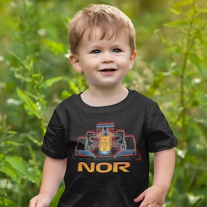 Formula One Kids T-Shirt - Lando Norris T-Shirt - Short Sleeve T-Shirts - Unique Art Kids T-Shirts - Mclaren Racing Car T-Shirt - Gift Ideas