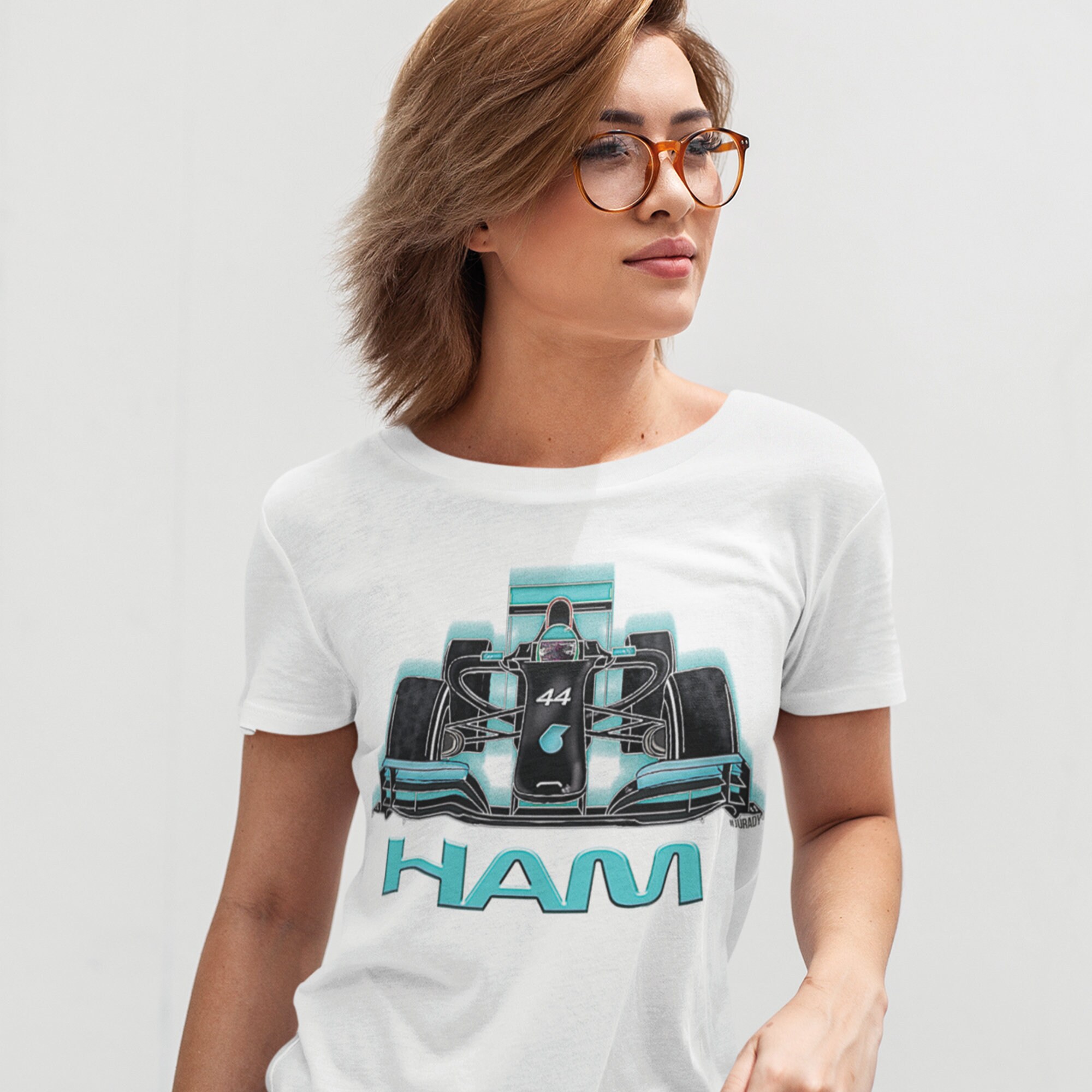 T-Shirt F1 Hamilton 44 Pour Femme - 100% Coton, Look Motorsport Décontracté - Idéal Pour Les Fans De Formule 1 - 8
