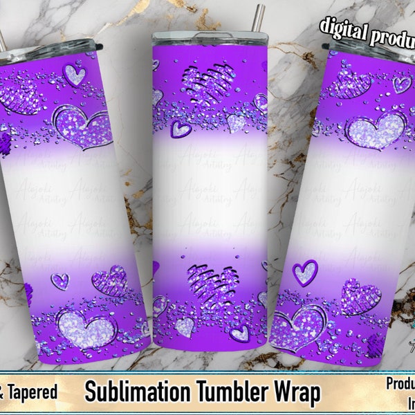 Purple Heart Peekaboo | Sublimation Tumbler Wrap