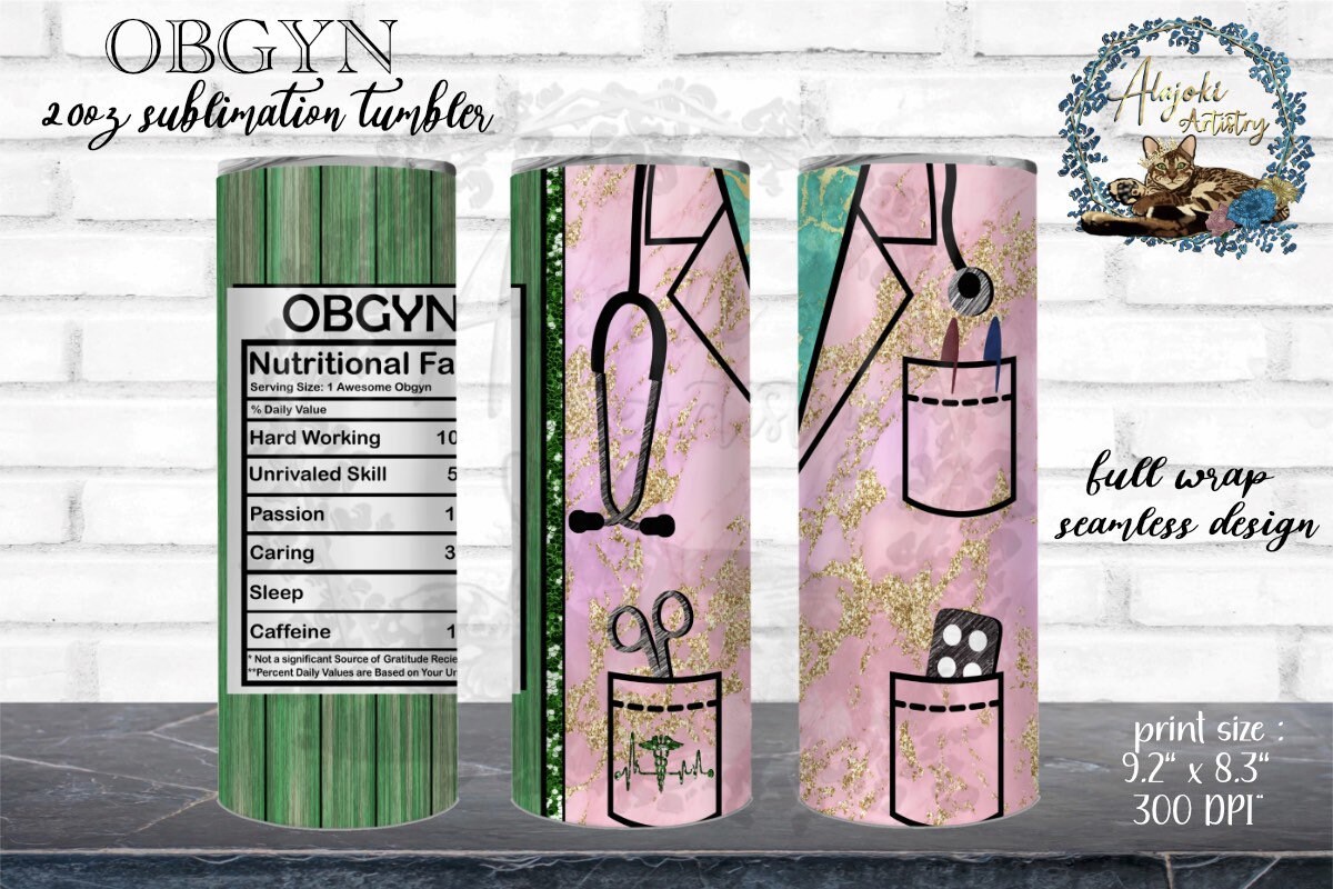 OBGYN Healthcare Scrubs Sublimation 20oz Tumbler Wrap Design Bundle - Etsy