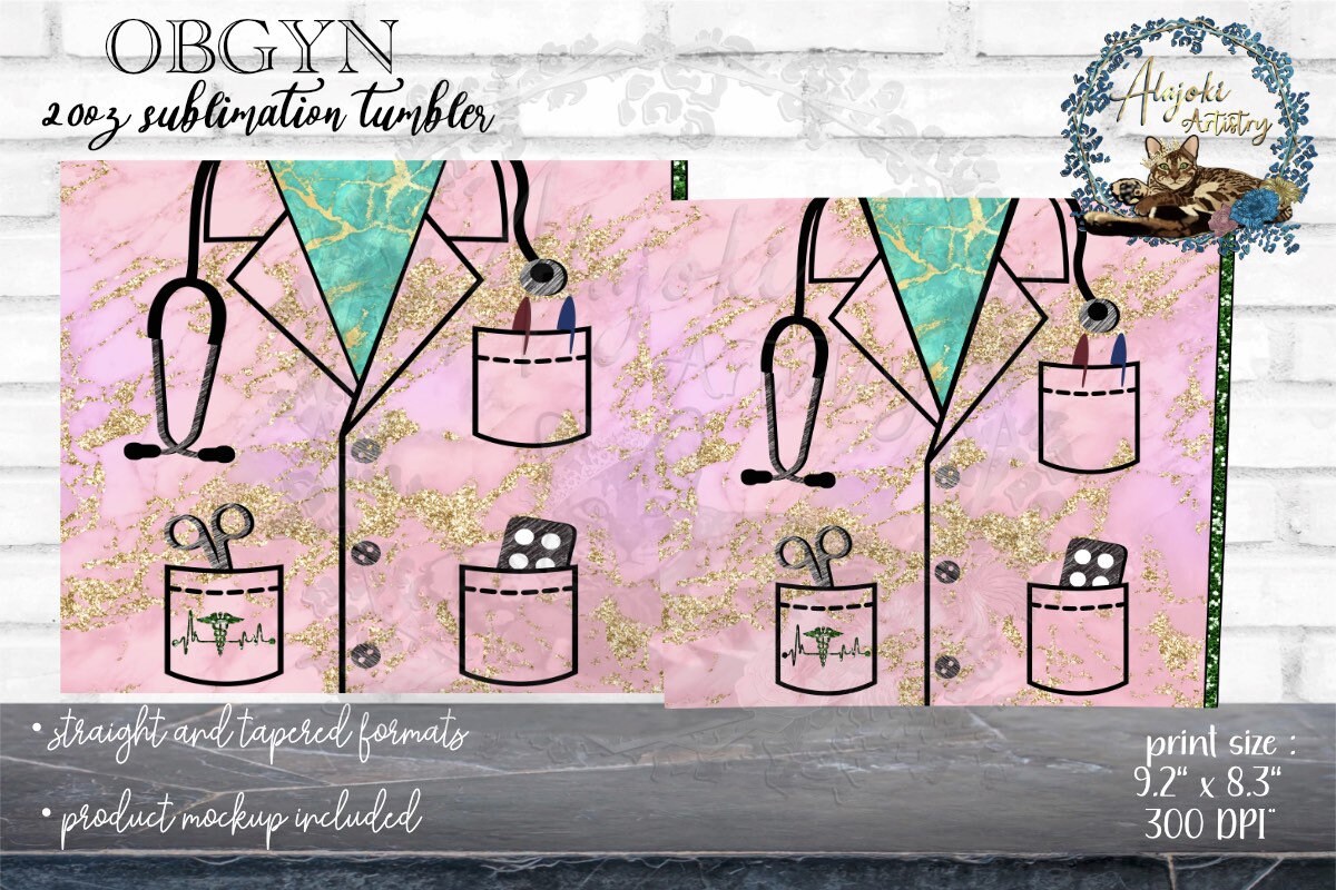OBGYN Healthcare Scrubs Sublimation 20oz Tumbler Wrap Design | Etsy