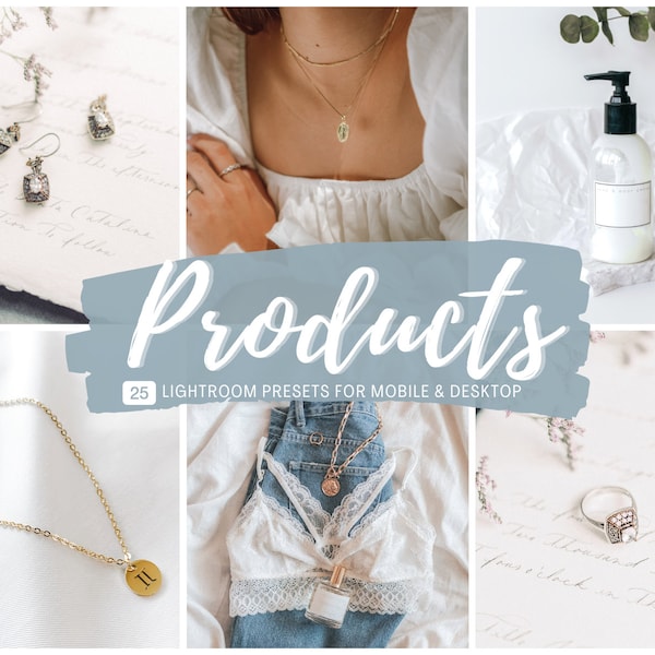 25 Produits Préréglages Lightroom | Préréglages de la boutique | Lightroom de bureau et mobile | Filtre Etsy PoshMark | Préréglages de produits propres et lumineux