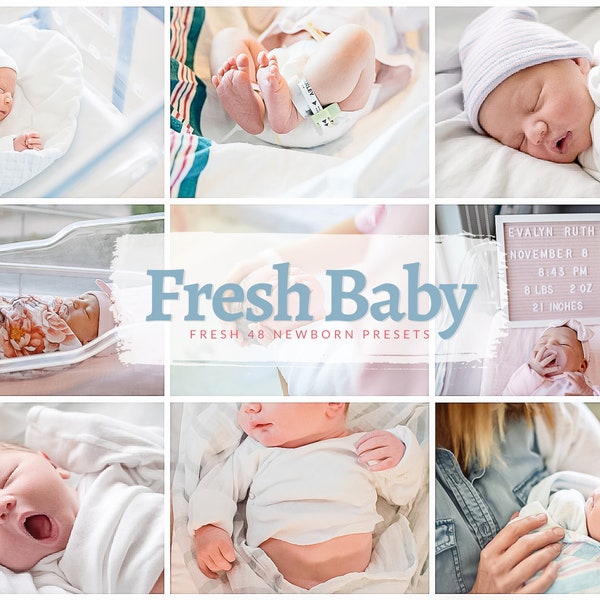 20 FRESH 48 NEWBORN Lightroom Presets |  Birth + Hospital Newborn Baby | Clean Bright Newborn Baby Presets | Hospital Birth Newborn Filter