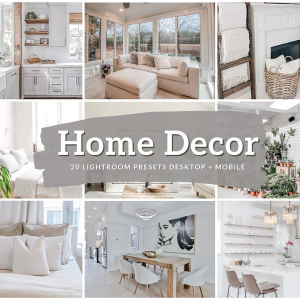 20 HOME DECOR Lightroom Presets | Interior Indoor Filter | Real Estate Filters | Bright Home Preset | Lifestyle Clean Bright Filter