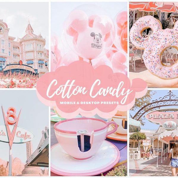 20 PINK Theme Park Lightroom Presets | Cotton Candy Presets |  Pink Pastel Blogger Filters | Dreamy Presets | Light Airy | Pastel Filter