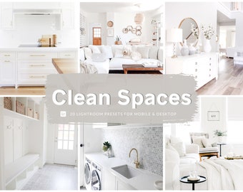20 Lightroom Presets Clean Interior Indoor Home | Bright White Interior Presets | Lifestyle Clean Bright Spaces Filter | Real Estate