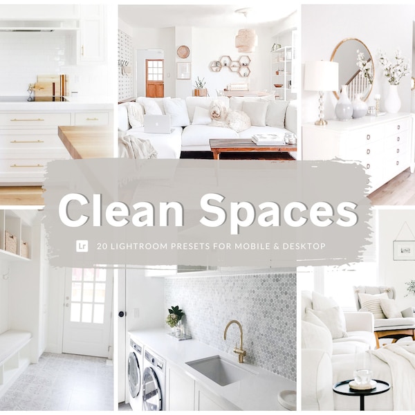 20 Lightroom Presets Clean Interior Indoor Home | Bright White Interior Presets | Lifestyle Clean Bright Spaces Filter | Real Estate