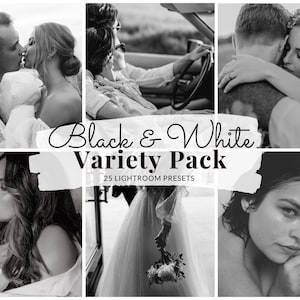 25 Black & White  Lightroom Presets |  Monochrome Presets | BW Aesthetic Filter Presets | BW Film | Mobile Desktop Filters