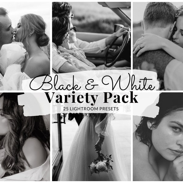 25 Black & White Lightroom Presets | Monochrome Presets | BW Aesthetic Filter Presets | Schwarz/Weiß Film | Mobile Desktop Filter