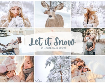 15 Lightroom Presets Let it Snow |  Snowy Christmas Presets | instagram filter Winter Snow | Bright Presets Mobile & Desktop