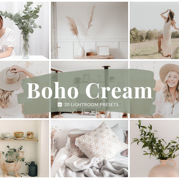 20 Lightroom Presets Boho Cream  |  Vanilla Tan Filters | Organic Creamy Bohemian Preset | Influencer, Blog, Mom, Baby, Model Filter