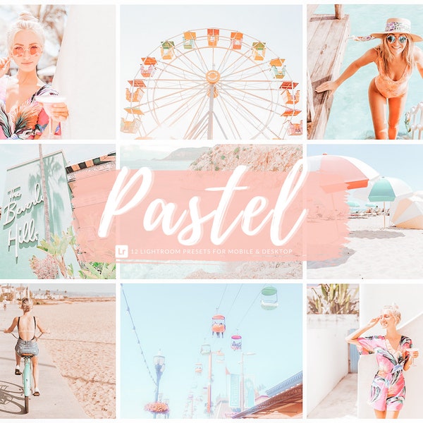 20 Lightroom PASTEL Presets | Pink Pastel Blogger Preset Filters | Dreamy Peach Presets | Light Airy Filter | Pastel Filter