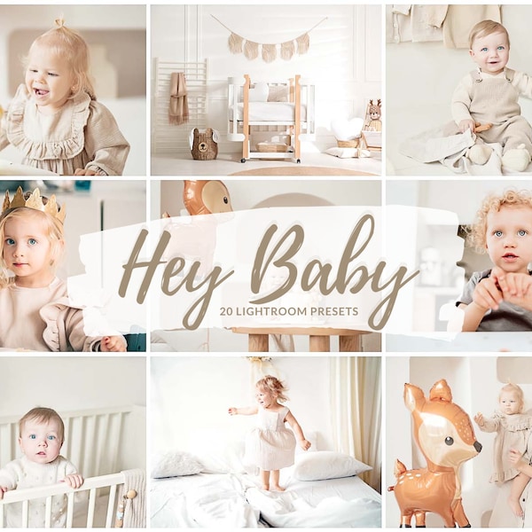 20 HEY BABY Lightroom Presets | Neugeborenen Baby Licht Airy Preset | Clean Bright Toddler Child Presets | Natürlicher Filter | Neugeborene Babyhaut