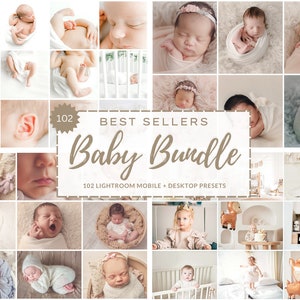 102 BABY BUNDLE Lightroom Presets |  Newborn Preset | Clean Bright Newborn Baby Presets | Natural Newborn Filter | Newborn Baby Skin