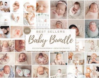102 BABY BUNDLE Lightroom Presets |  Newborn Preset | Clean Bright Newborn Baby Presets | Natural Newborn Filter | Newborn Baby Skin