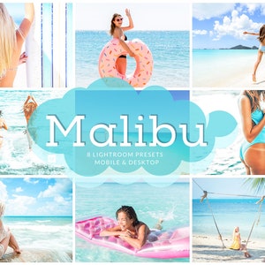 8 Summer Beach Lightroom Presets | Blue Water Ocean Presets | | Travel Beach Filters | Tropical Mobile & Desktop Photo Preset | Malibu