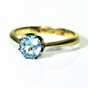 Edwardian 9ct 9k Gold Blue Paste Ring Size 5 3/4 - L