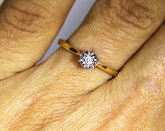 18ct 18k Yellow Gold Natural Diamond Solitaire Ring Size 6 1/4 - M