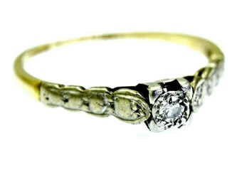 18ct 18k Gold Natural Diamond Solitaire Ring Size 5 1/4 - K