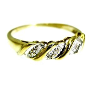 9ct 9k Yellow Gold Diamond Ring Taille 6 1/4 - M