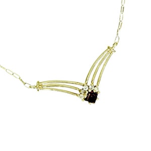 9ct 9k Goud Garnet Cubic Zirconia ketting