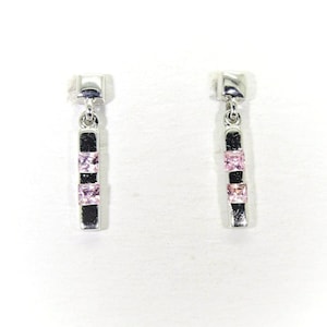 9ct 9k White Gold Pink Cubic Zirconia Drop Earrings