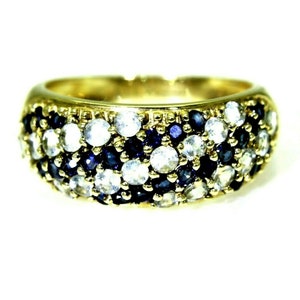 9ct 9k Gold Sapphire Cubic Zirconia Band Ring Size 5 3/4 - L