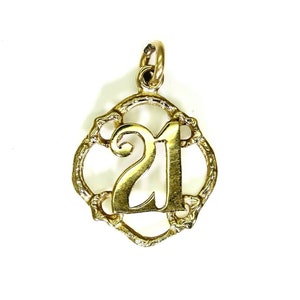 9ct 9k Yellow Gold 21st Birthday Charm Pendant