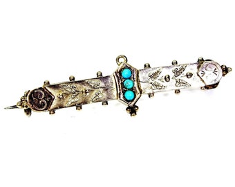 Spilla turchese 9ct 9k vittoriana