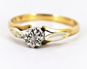 9ct 9k Gold Diamond Solitaire Ring Size 7 1/4 - O