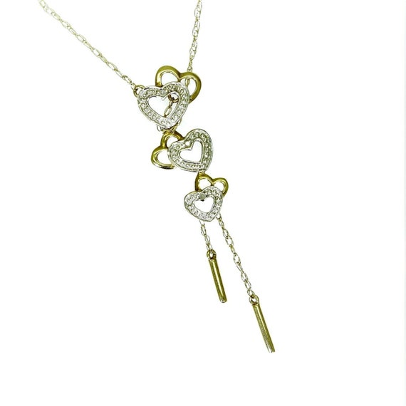 9ct 9k Yellow Gold Natural Diamond Heart Necklace - image 1