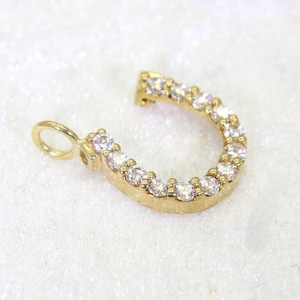 14k 14ct Yellow Gold Sparkly Horseshoe Pendant